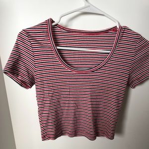 American Apparel Red White + Blue Stripe Crop Top